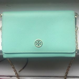 Tory Burch clutch Tiffany blue